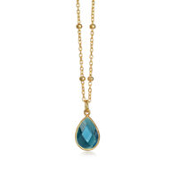 Necklace 1104 in Gold plated silver with London blue crystal