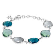 Bracelet 1262 in Silver with Mix: rock crystal, green quartz, London blue crystal