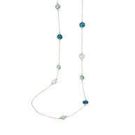 Necklace 1297 in Silver with Mix: rock crystal, green quartz, London blue crystal