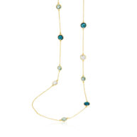 Necklace 1297 in Gold plated silver with Mix: rock crystal, green quartz, London blue crystal