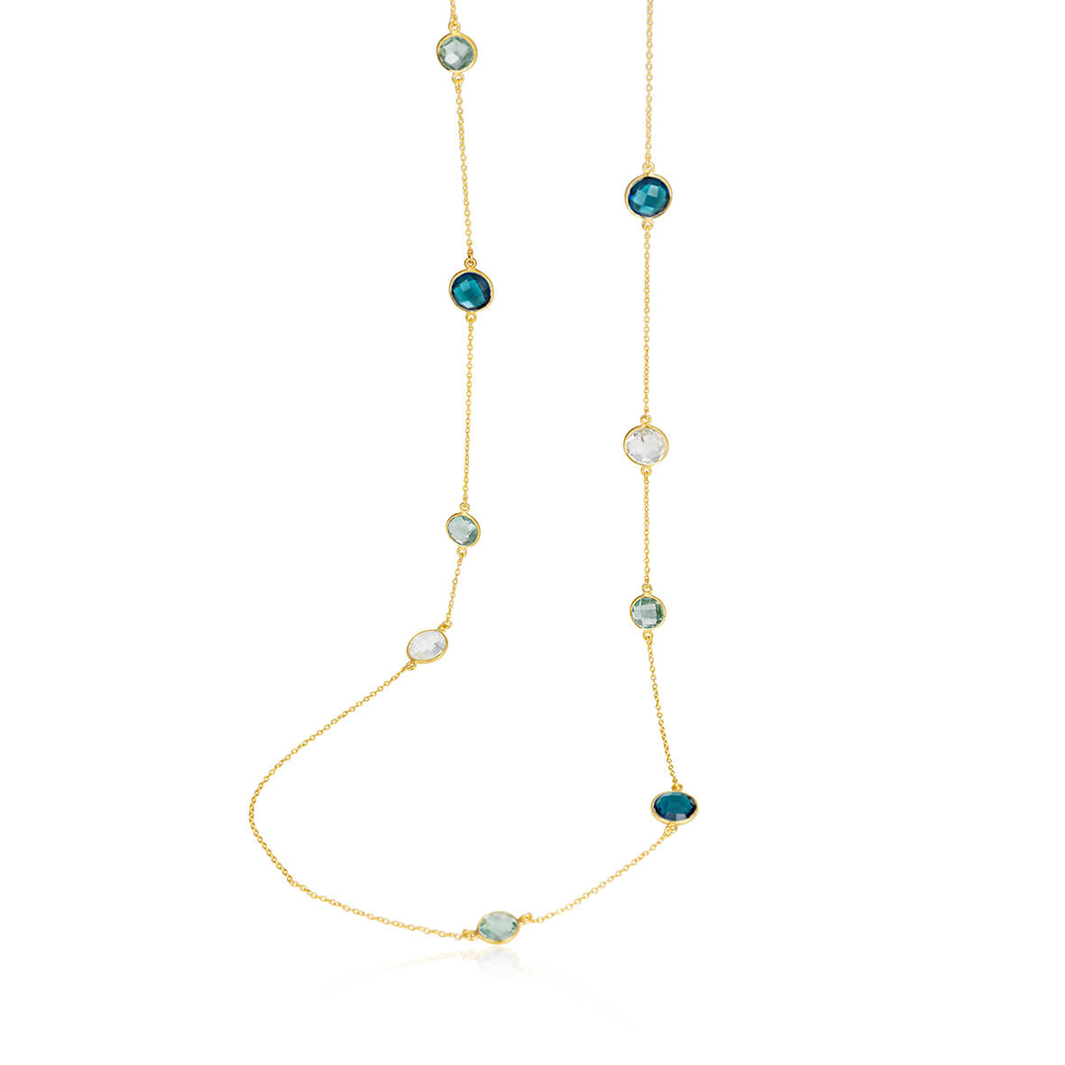 Necklace in gold plated silver with ocean colours / 1297-2-520