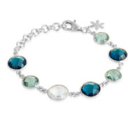 Bracelet 1394 in Silver with Mix: rock crystal, green quartz, London blue crystal