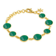 Bracelet 1394 in Gold plated silver with Green agate