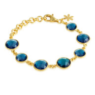 Bracelet 1394 in Gold plated silver with London blue crystal
