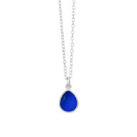Necklace 1403 in Silver with Dark blue crystal