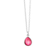 Necklace 1403 in Silver with Pink crystal
