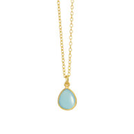 Necklace 1403 in Gold plated silver with Light blue crystal