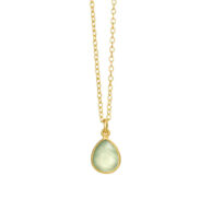 Necklace 1403 in Gold plated silver with Prehnite
