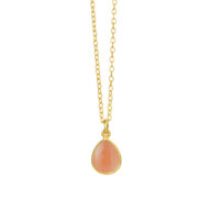 Necklace 1403 in Gold plated silver with Peach moonstone