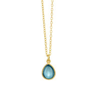 Necklace 1403 in Gold plated silver with London blue crystal