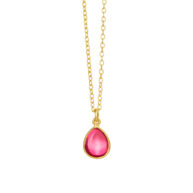 Necklace 1403 in Gold plated silver with Pink crystal