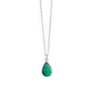 Necklace 1409 in Silver with Green agate