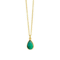 Necklace 1409 in Gold plated silver with Green agate
