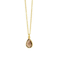 Necklace 1409 in Gold plated silver with Smoky quartz