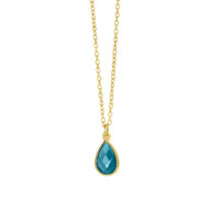 Necklace 1409 in Gold plated silver with London blue crystal