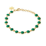 Bracelet 1413 in Gold plated silver with Green agate
