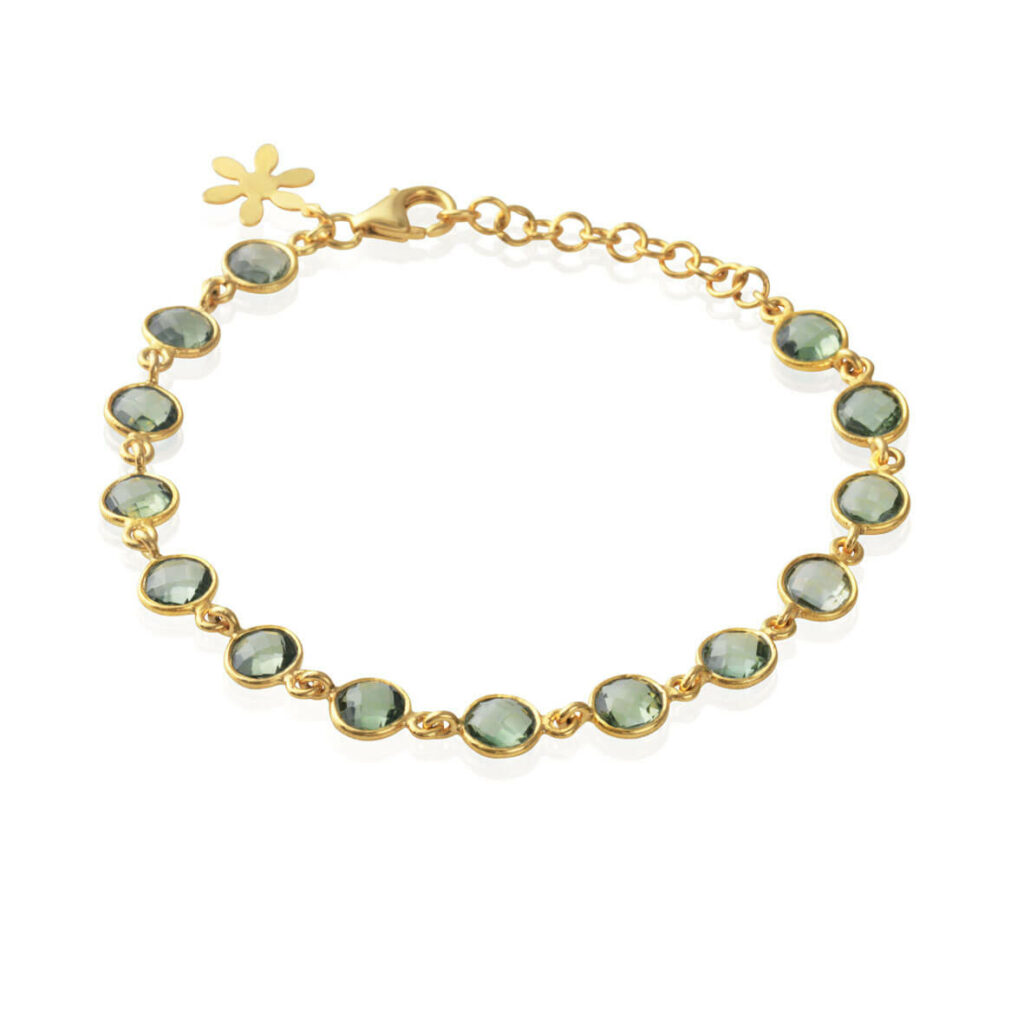 Bracelet in gold plated silver with green quartz / 1413-2-107Susanne ...