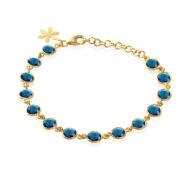 Bracelet 1413 in Gold plated silver with London blue crystal