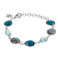 Bracelet 1419 in Silver with Mix: blue topaz, labradorite, London blue crystal