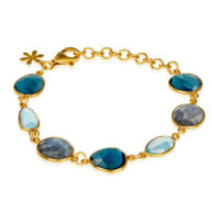 Bracelet 1419 in Gold plated silver with Mix: blue topaz, labradorite, London blue crystal