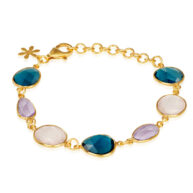 Bracelet 1419 in Gold plated silver with Mix: amethyst, London blue crystal, rose quartz