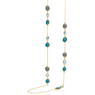 Necklace 1420 in Gold plated silver with Mix: blue topaz, labradorite, London blue crystal
