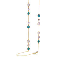Necklace 1420 in Gold plated silver with Mix: amethyst, London blue crystal, rose quartz