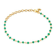 Bracelet 1433 in Gold plated silver with Green agate
