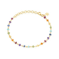 Bracelet 1433 in Gold plated silver with Mix: amethyst, apatite, citrine, garnet, iolite, carnelian, peridote