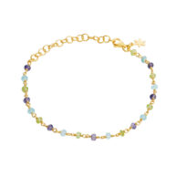 Bracelet 1433 in Gold plated silver with Mix: apatite,iolite, peridote