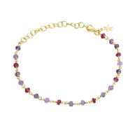 Bracelet 1433 in Gold plated silver with Mix: amethyst, garnet, iolite