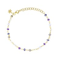 Bracelet 1433 in Gold plated silver with Mix: amethyst, chalcedony, grey moonstone, white moonstone, iolite