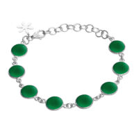 Bracelet 1573 in Silver with Green agate