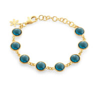 Bracelet 1573 in Gold plated silver with London blue crystal