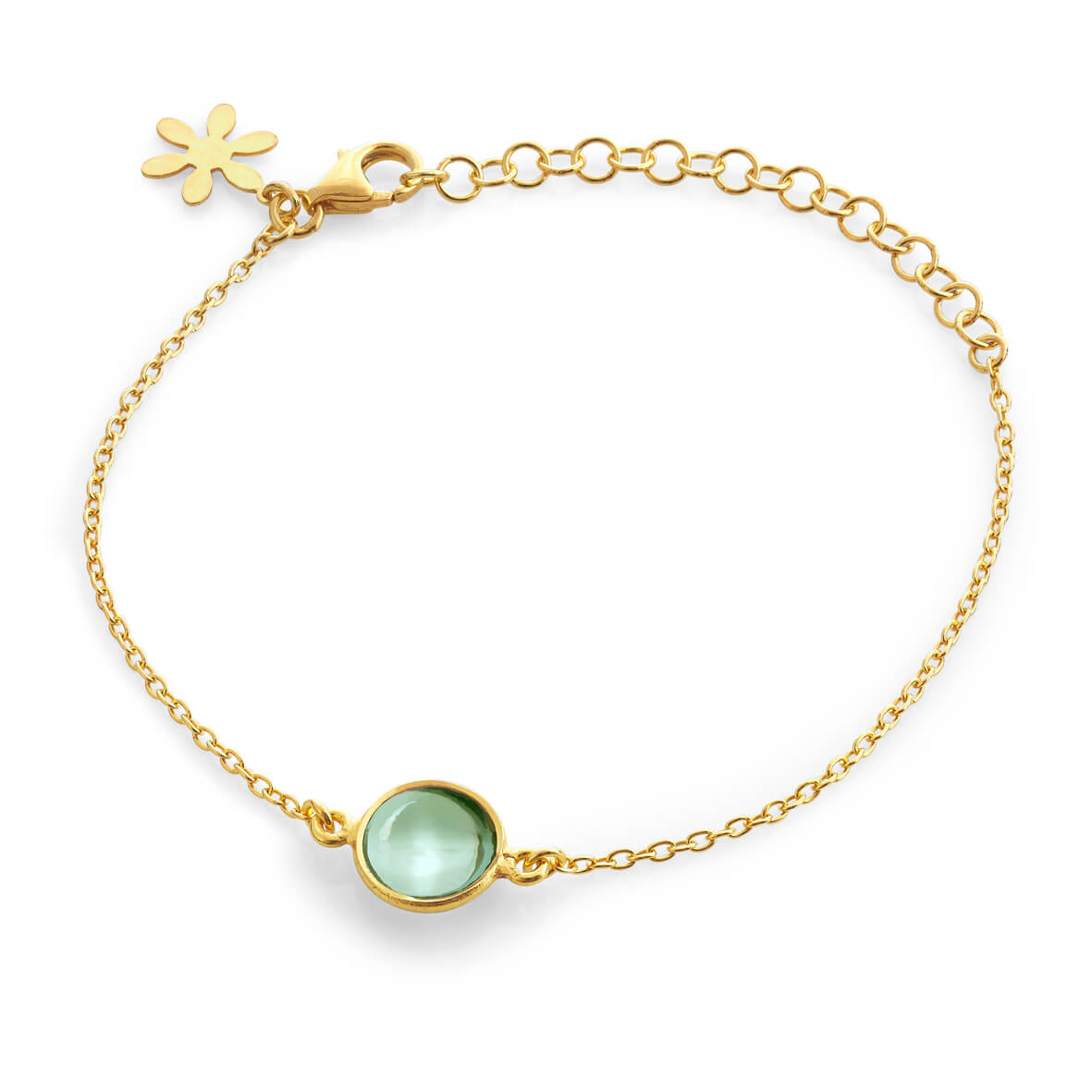 Bracelet in gold plated silver with green quartz - Susanne Friis ...