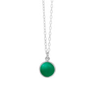 Necklace 1575 in Silver with Green agate