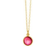 Necklace 1575 in Gold plated silver with Pink crystal