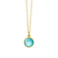 Necklace 1575 in Gold plated silver with Synthetic blue topaz
