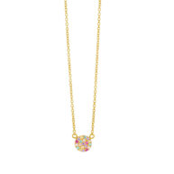 Necklace 1598 in Gold plated silver with Mix: Purple zirconia, pink zirconia, light pink zirconia, light blue zirconia, yellow zirconia