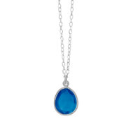 Necklace 1816 in Silver with Dark blue crystal