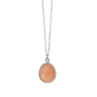 Necklace 1816 in Silver with Peach moonstone