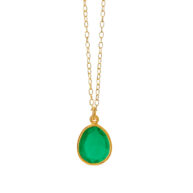 Necklace 1816 in Gold plated silver with Green agate