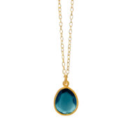Necklace 1816 in Gold plated silver with London blue crystal