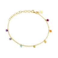 Bracelet 1868 in Gold plated silver with Mix: amethyst, apatite, citrine, garnet, iolite, carnelian, peridote 20 cm