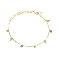 Bracelet 1868 in Gold plated silver with Mix: apatite,iolite, peridote 20 cm