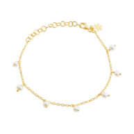 Bracelet 1868 in Gold plated silver with White freshwater pearl 20 cm