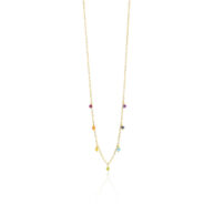 Necklace 1868 in Gold plated silver with Mix: amethyst, apatite, citrine, garnet, iolite, carnelian, peridote 45 cm