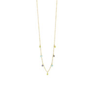 Necklace 1868 in Gold plated silver with Mix: apatite,iolite, peridote 45 cm