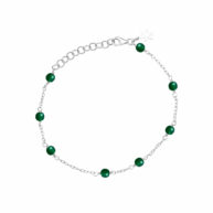 Bracelet 1882 in Silver with Green agate 20 cm