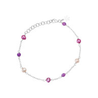 Bracelet 1882 in Silver with Mix: amethyst, light pink freshwater pearl, purple freshwater pearl 20 cm